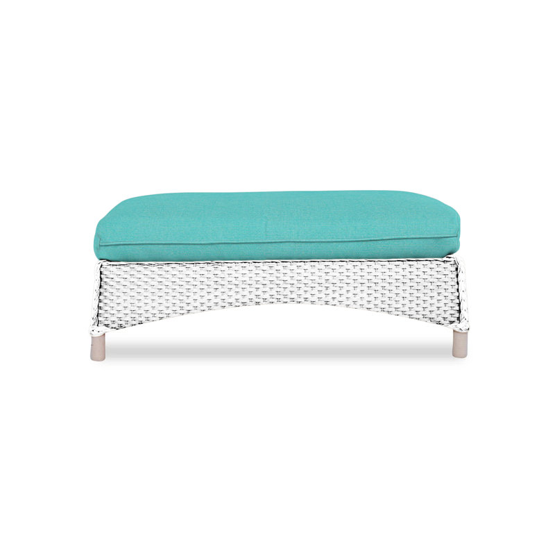 Mandalay Outdoor Ottoman, White, Rollo Linen