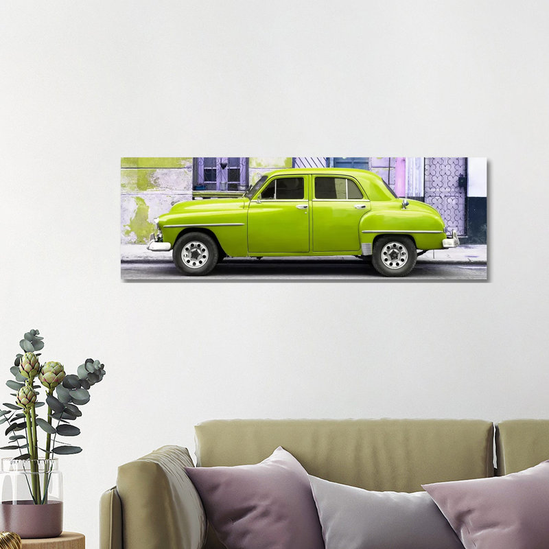 Lime Green Classic American Car by Philippe Hugonnard - Wrapped Canvas Panoramic Print, 121.92 cm H x 40.64 cm W x 1.91 cm D