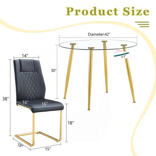 Ophelia & Co. Table And Chair Set.A Modern Minimalist Style Round Clear ...