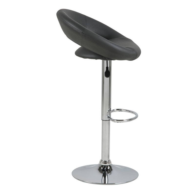 Cathline Swivel Upholstered Adjustable Height Counter Stool with Metal Frame, Black