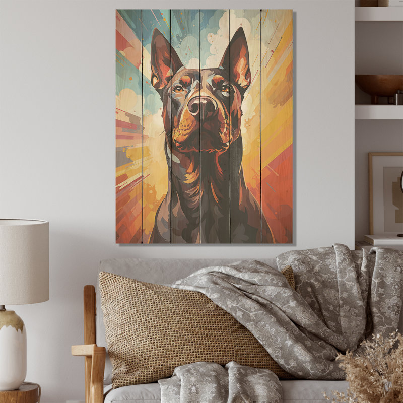 Bull Terrier Boldness - art mural en bois de chien sur bois de pin naturel, H 32 po x l 24 po