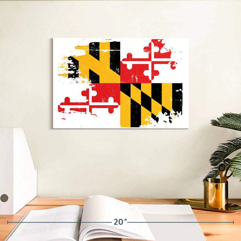 Borges Grunge Style Maryland Flag, 8" H x 12" W