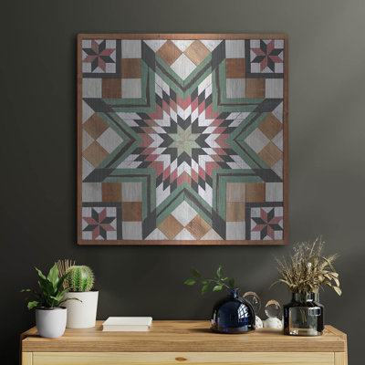  'Wooden Barn Quilt B2' by Jean Plout Metal Wall Art, 24" x 24"