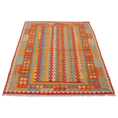Tapis unique rouge de 5 pi 5 po x 7 pi 10 po Hondah