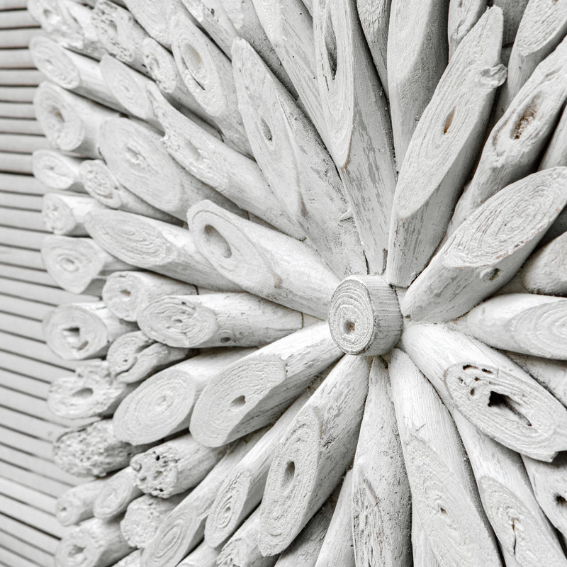 Bahama Whitewashed Wood Sunburst Wall Decor