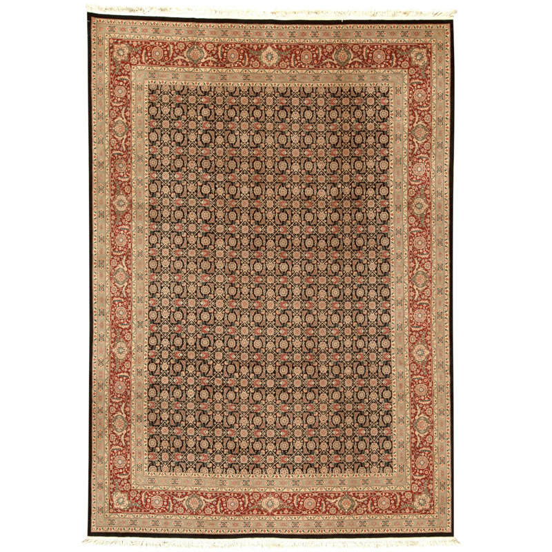 Tapis noir et vin noué à la main de haute qualité