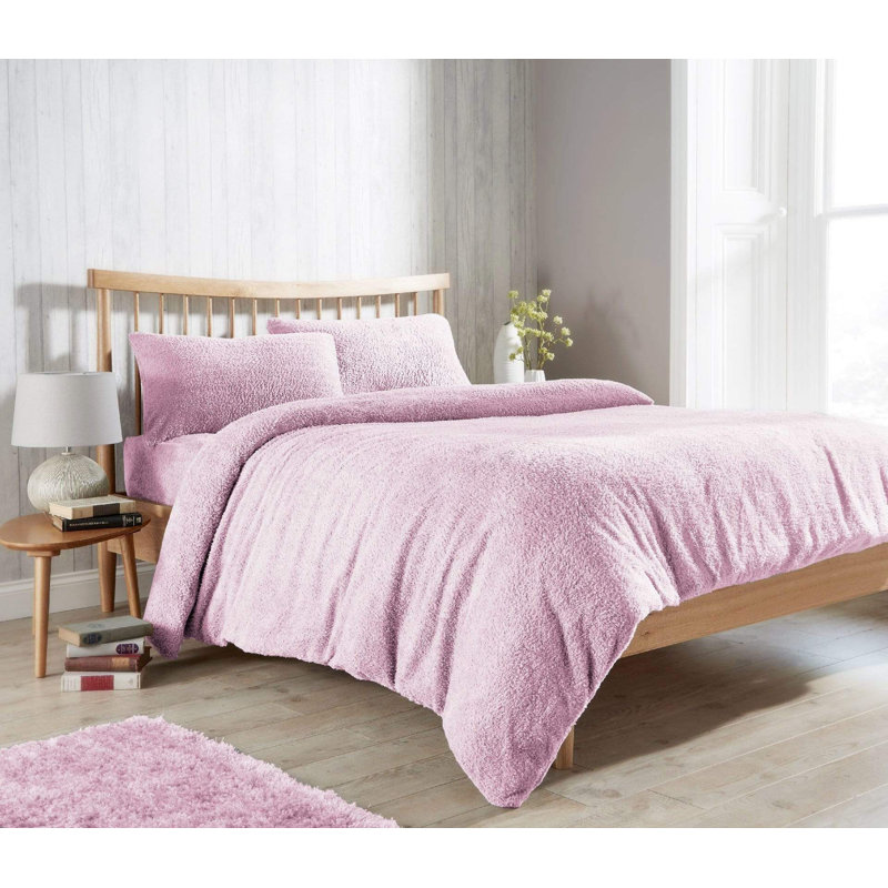 Polyester No Pattern Duvet Cover Set with Pillowcases Included, Double Duvet Cover Set + 2 Pillowcases, Pink