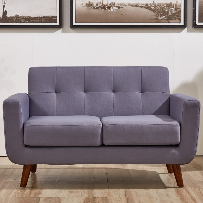 Causeuse à accoudoirs carrés en lin de 51 po Esmai, Taupe Gray Linen