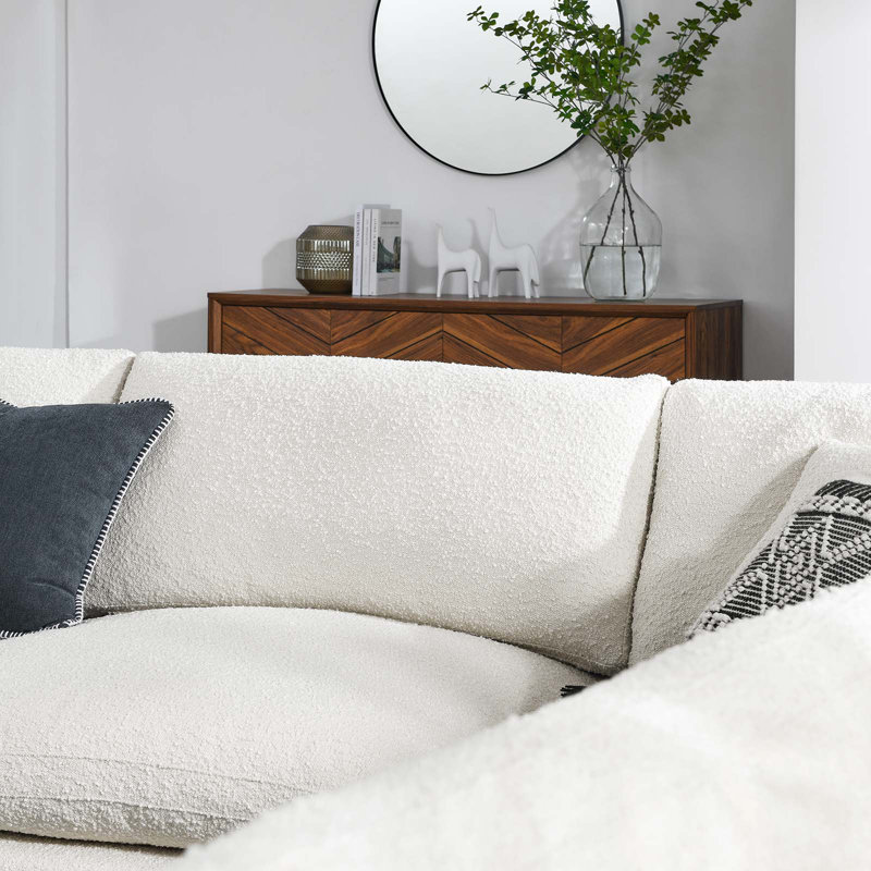 Modway Commix Down Filled Overstuffed Boucle Fabric 5-Piece Sectional Sofa, Ivory