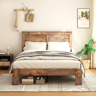 Bed Frame Queen Size, Wood Platform Bed Frame , Noise Free,No Box Spring Needed And Easy Assembly Tool