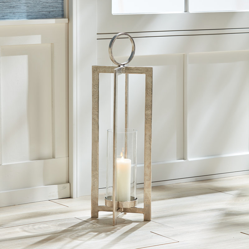Asola Lantern Large, Silver, 30.5" H x 10" W x 10" D