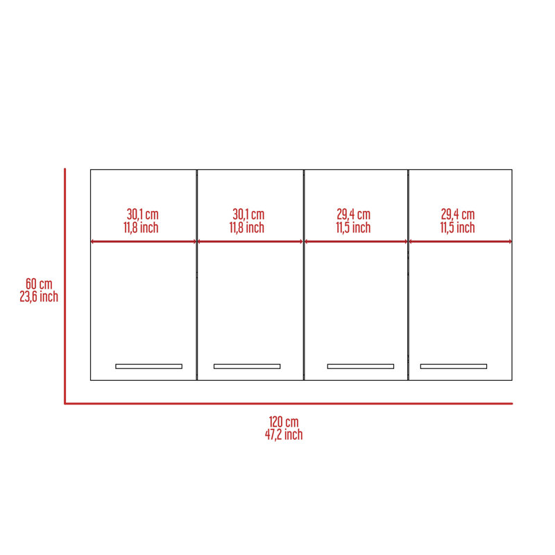 Armoire murale Sitka, deux cloisons spacieuses, quatre portes, Blanc