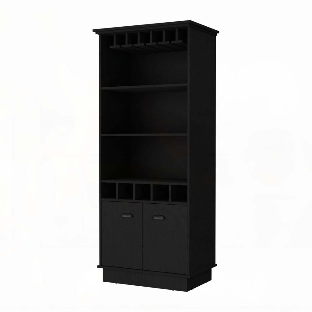 Hokku Designs Black Glassware Rack Bar Cabinet | Wayfair