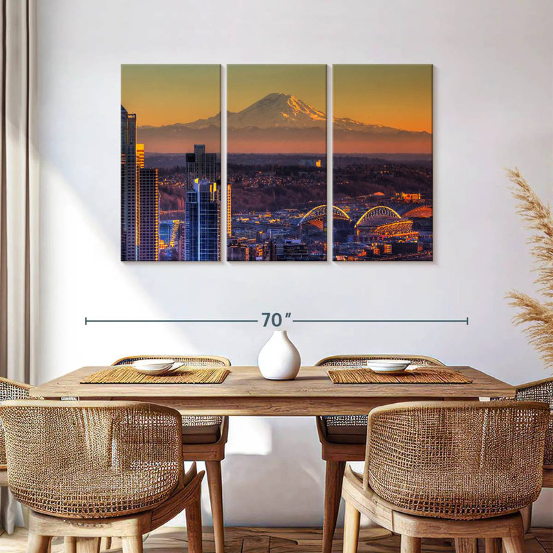 Sirci Seattle, coucher de soleil brillant, H 36 po x l 57 po