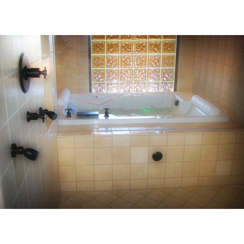 Ashley 72'' L Whirlpool Bathtub, Bone, Polished Chrome