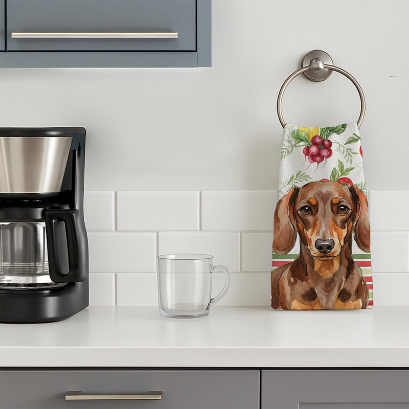 Torchon chocolat et teckel, Chocolate/Tan Dachshund