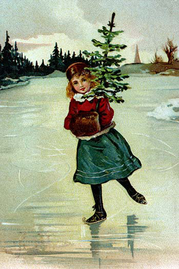 « christmas ice patine », reproduction d’art, H 66 po x l 28 po