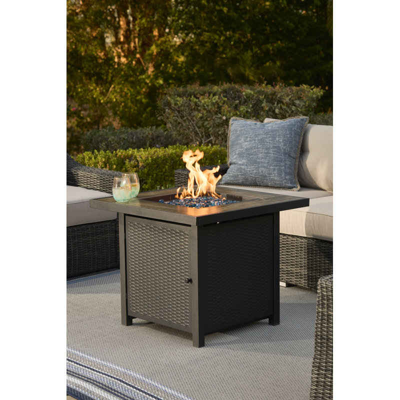 30-Inch Black Steel Gas Fire Pit Table