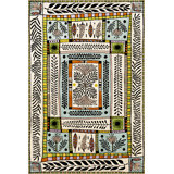 Multi-Colored Mixed Abstract Flower Patterned Fringed Modern Decorative Rug