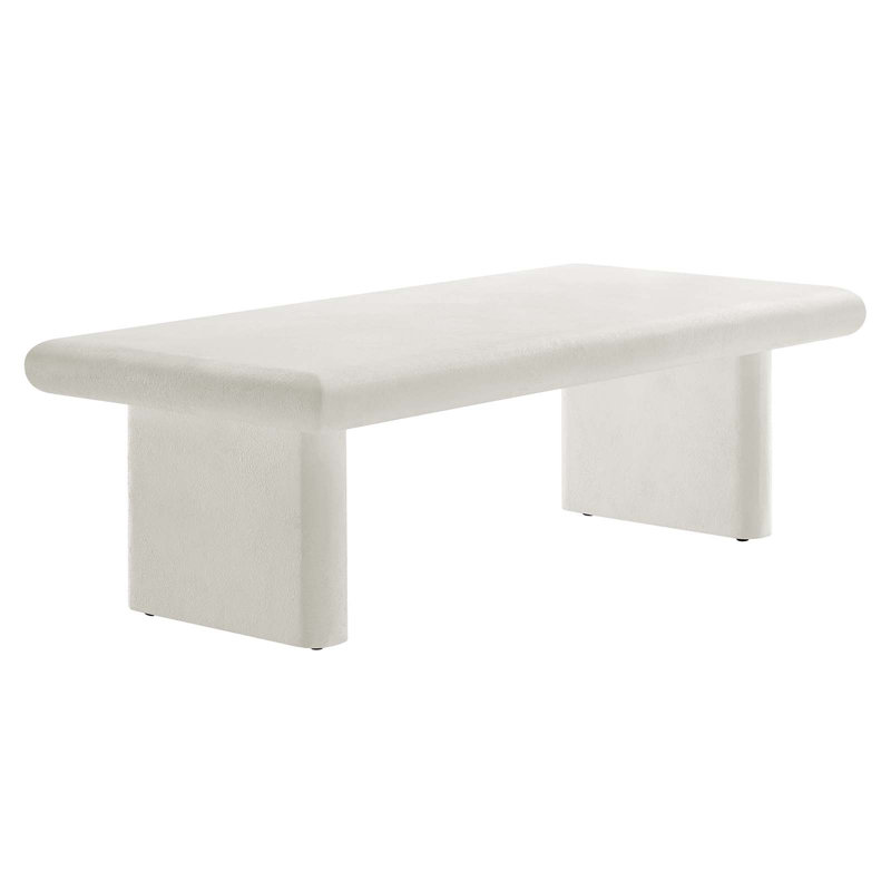White Concrete Textured MDF Mango Wood Coffee Table