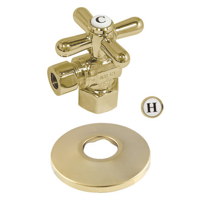 Kingston Brass Vintage 1/2-Inch FIP x 3/8-Inch OD Comp Quarter-Turn Angle Stop Valve with Flange