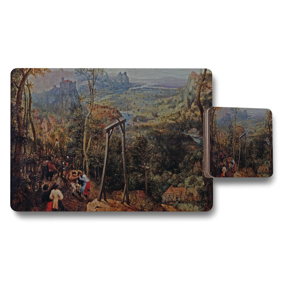 Vintage Landscape Placemats And Coasters Set For Dining Table