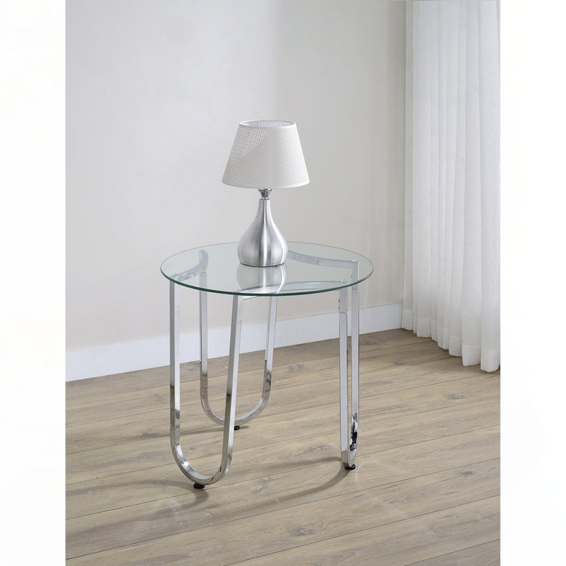 Chrome Round Glass Top End Side Table
