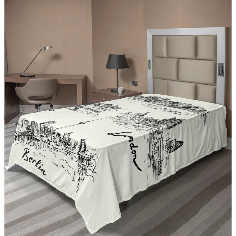 Drap-housse Ambesonne Urban, Drap plat pour lit simple