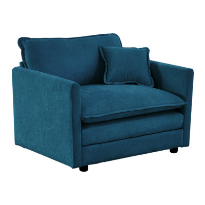 Modern Sofa Comfy Deep Upholstered Reading Living Room Chair Chenille Fabric , 1 Toss Pillow