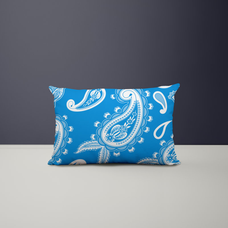 Paisley Outdoor Reversible Throw Pillow, Blue