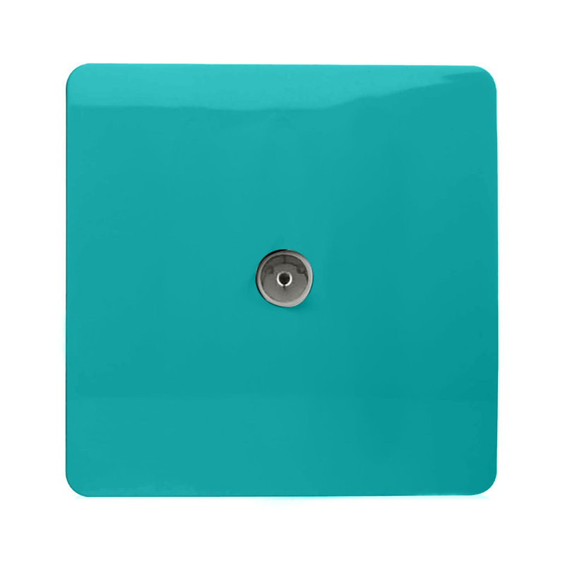 Trendi Switch 1 Gang Female Co-Axial Television Socket, Bright Teal