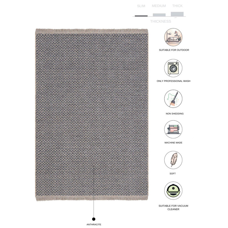 Tapis en jute / sisal fabriqué à la machine Marqies, Rectangle 4 pi x 5 pi 11 po