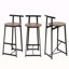 Ensemble de 3 tabourets de bar à hauteur de comptoir avec dossier et chaises sans accoudoirs pour îlot de cuisine-330923574