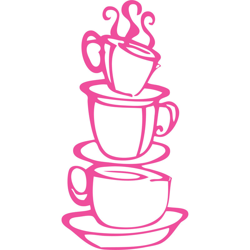 Adhésif décoratif double face tasse à café, H 17 po x l 33 po, Rose