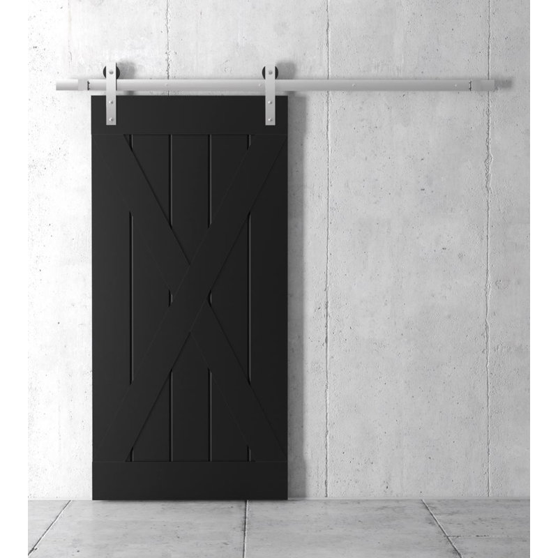 Porte de grange à panneaux en bois peint avec ensemble de quincaillerie d'installation