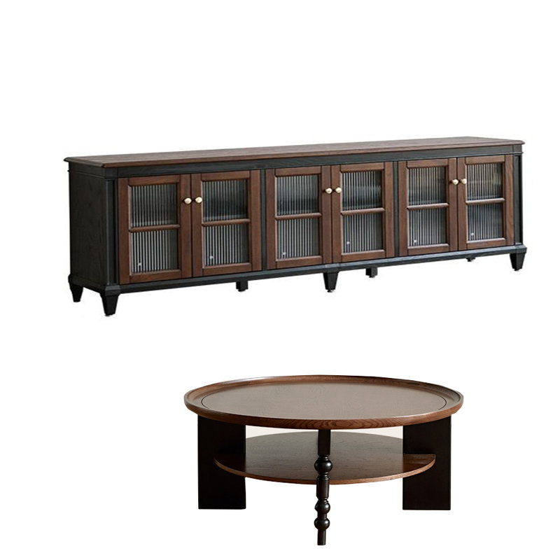 Combinaison de meuble télé de style américain et ensemble de table basse 2 pièces
