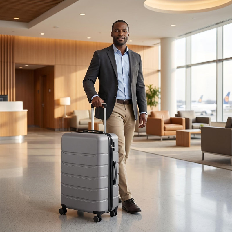 Bagage de cabine rigide extensible de 20 po avec roulettes pivotantes, valise légère en ABS, 20 po, Gris foncé
