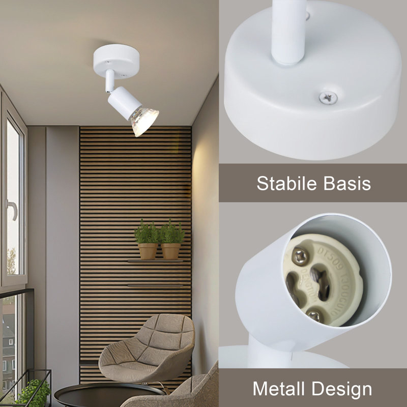 LED Ceiling Spotlight Swiveling GU10 1-Flame Ceiling Spotlights Industrial Living Room, White