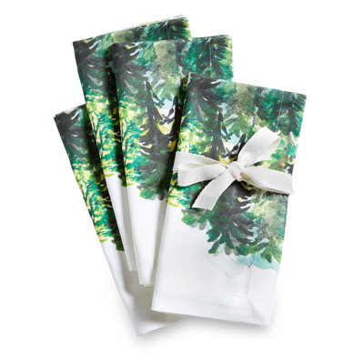 Northern Forest Napkin Set Of 4 Green Cotton Christmas
