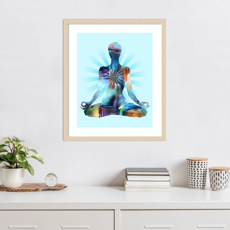 Lotus Pose Moon by Tim Parker Wood Framed Wall Art Print, 25" H x 21" W