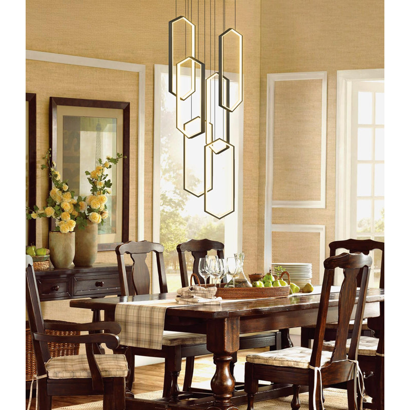 6 - Light Glam Dimmable Linear Chandelier, Matte Black