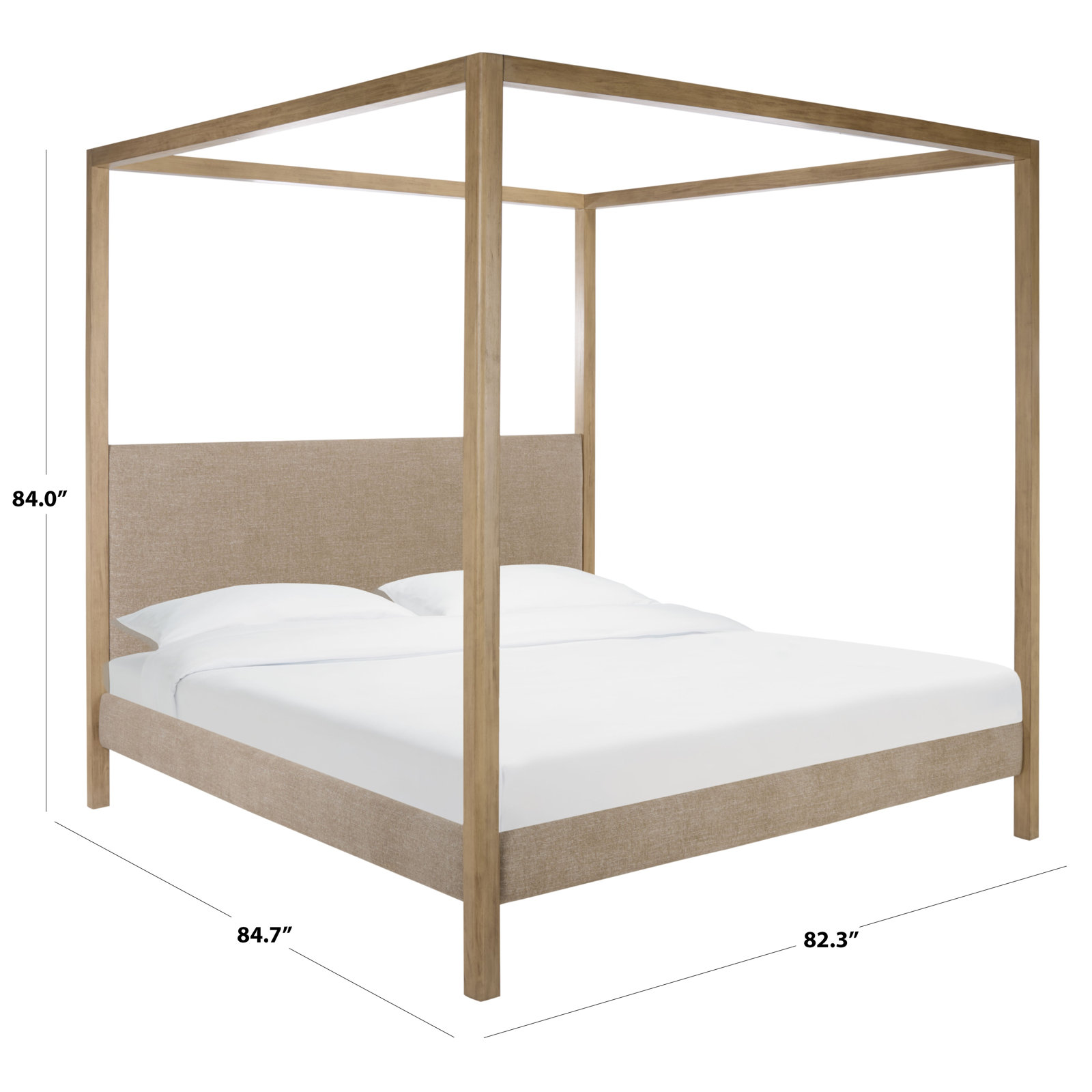 Bary Boucle King Canaopy Bed, Light Brown