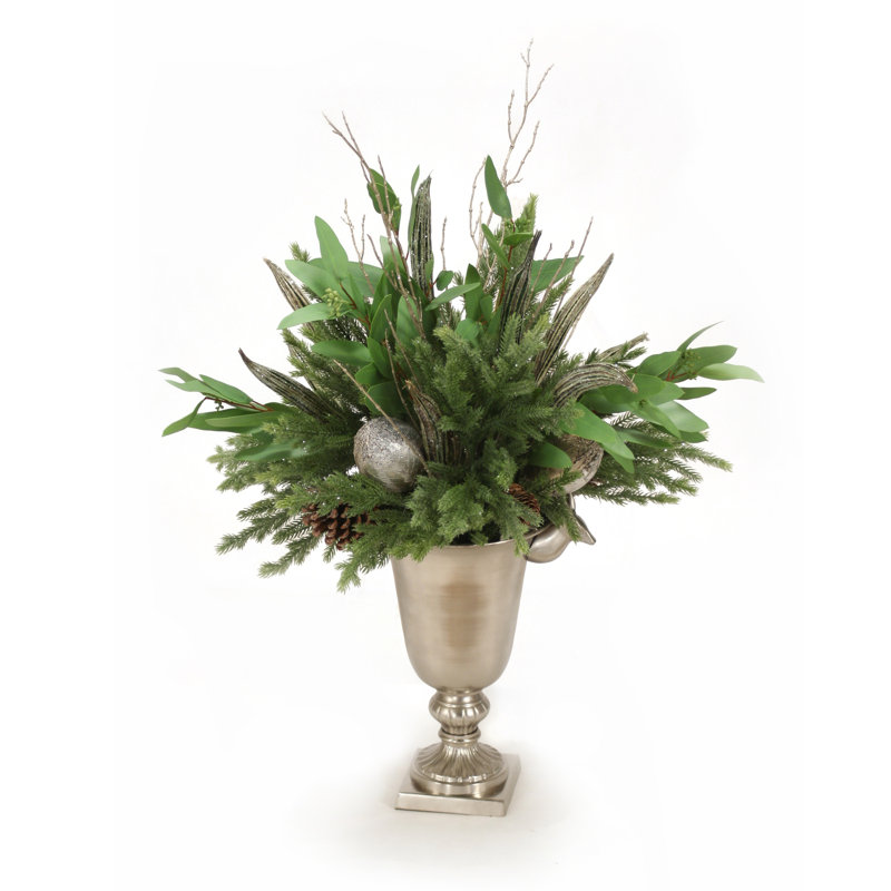 31'' Faux Eucalyptus Plant in Metal Urn