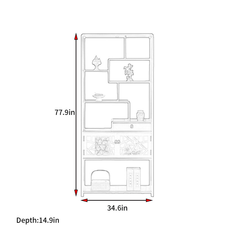 New Chinese Minimalist Style Bookcase