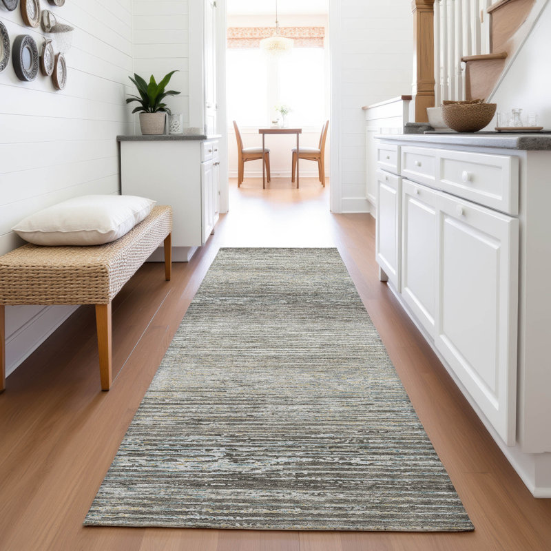 Premium Machine Washable Alijah AMF1264 Stripes Rug, Runner 2'3" x 7'6"