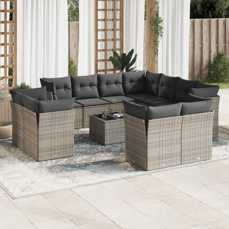 Vidaxl Garden Sofa Set, Gray Cushion/Gray Frame