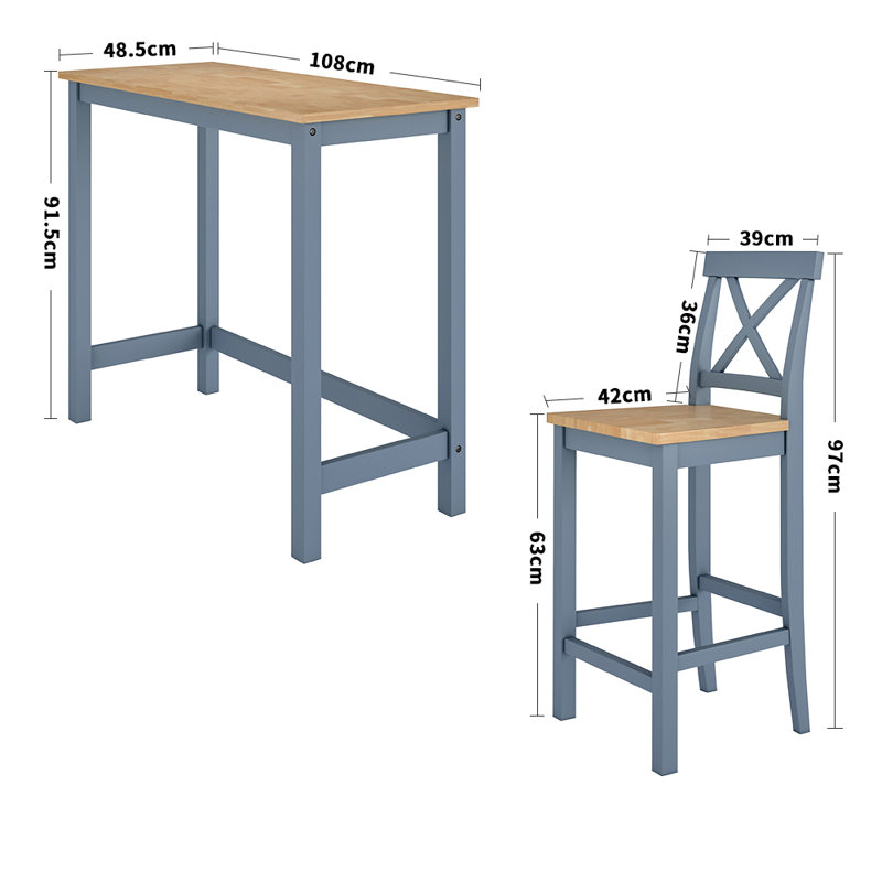 Sedbergh 2 - Person Dining Set, Blue, Natural, Natural/Blue