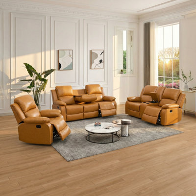 Ensemble de canapés inclinables 3 pièces Ginger en polyuréthane / PVC Ginger