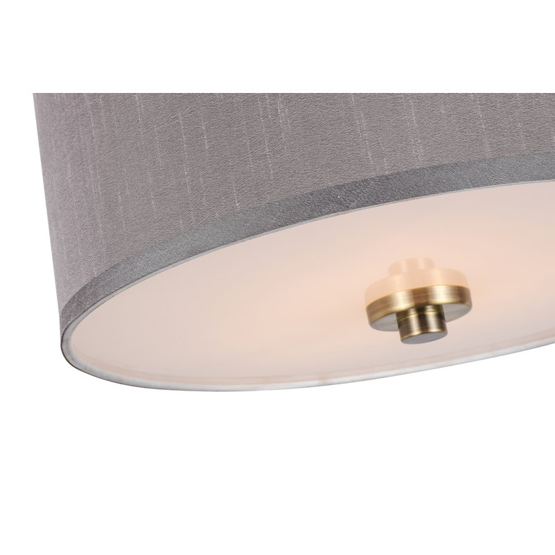 Lustree tambour 3 lumières Cisbrough, Gris, Laiton, H 7 po x l 15 po x p 15 po
