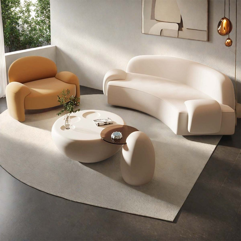 Beige sofa cat claw end table combination
